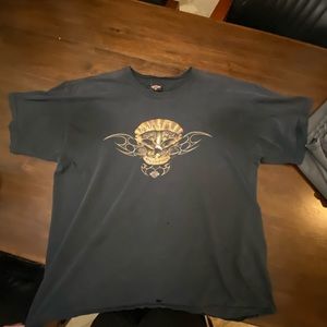 black harley tee with front and back graphics